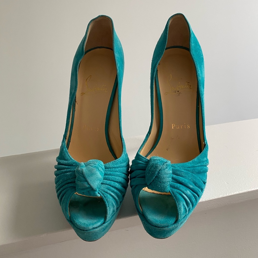 Christian louboutin suede platform pumps